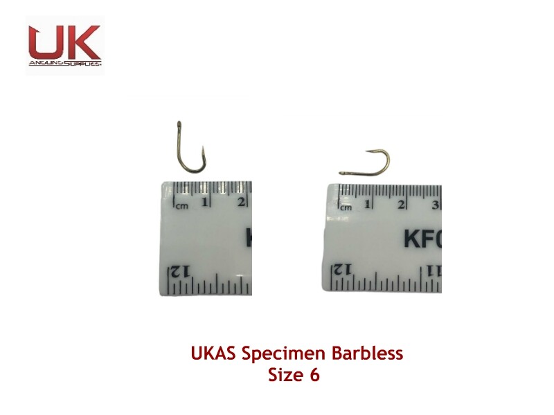 UKAS Barbless Carp Specimen Hooks Size 6 - Pack 10