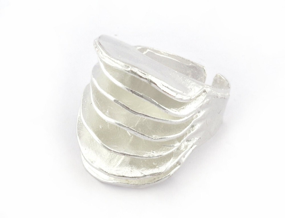 Slice Ring Adjustable Shiny silver plated brass (18mm 8US inner size) 5237