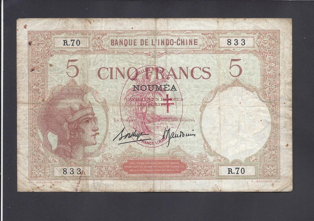 NEW HEBRIDES  -  5  FRANCS  1941   @     @
