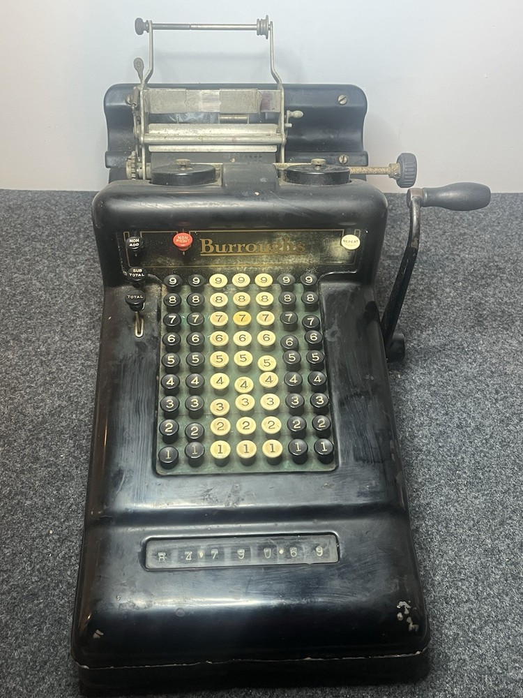Vintage Burroughs Adding Machine Crank Calculator Works Heavy