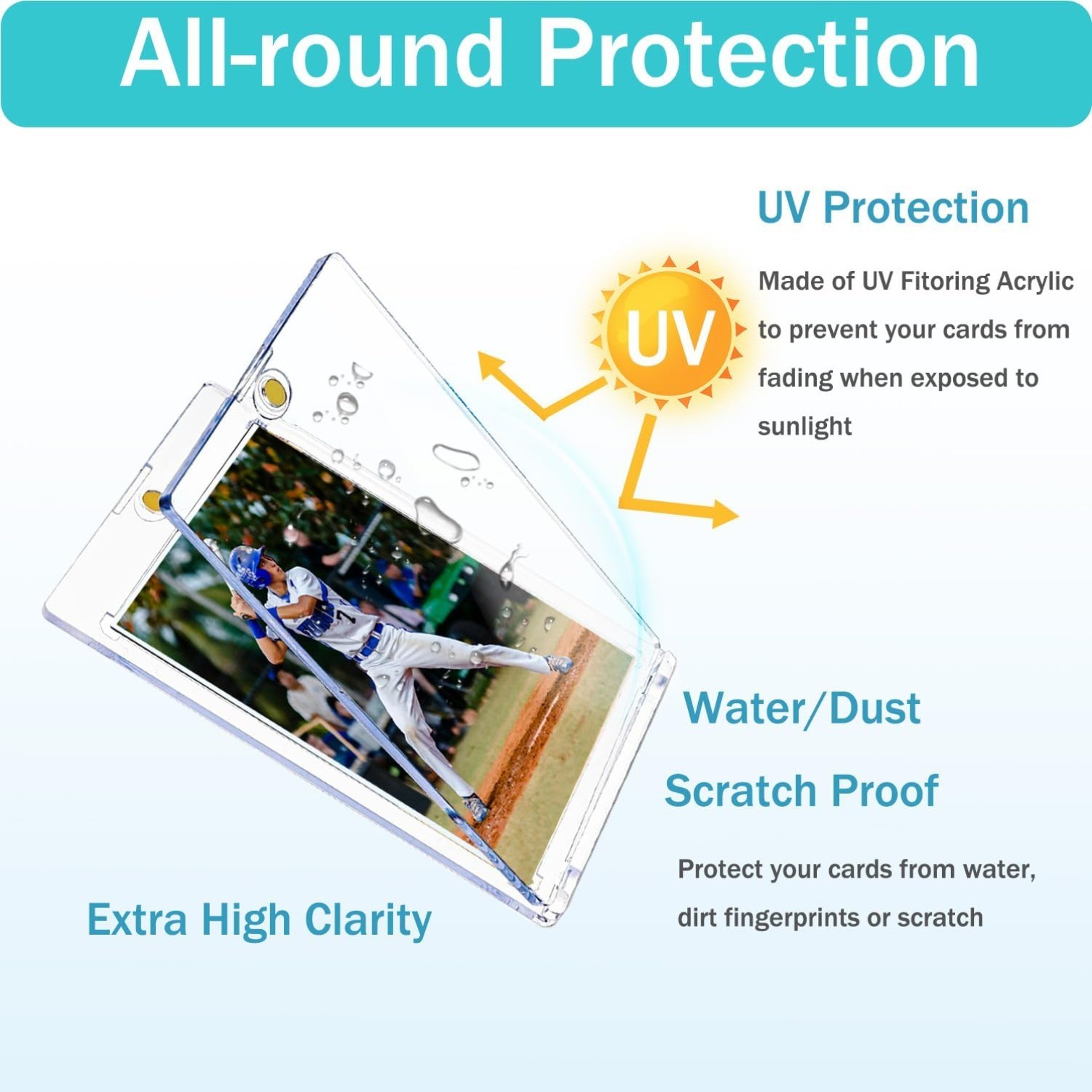 25 PCS 35pt Magnetic Card Holder for Cards, One Touch Hard Plastic Thick Cases