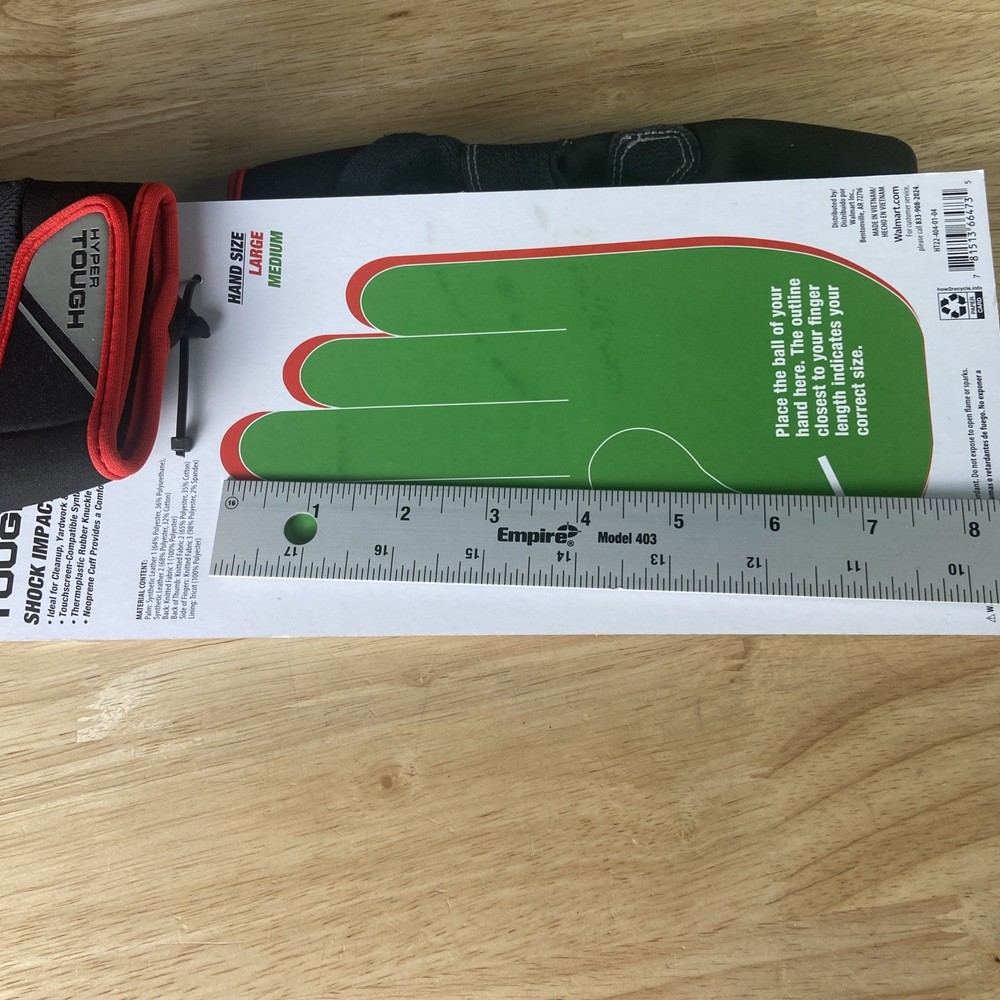 Hyper Tough Shock Impact Multi Purpose Work Glove LG. Touchscreen Compatible