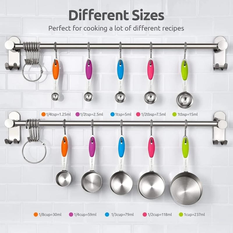 5 Pack-Stainless Steel Measuring Spoons Stackable Set，Measuring Set for Cooking