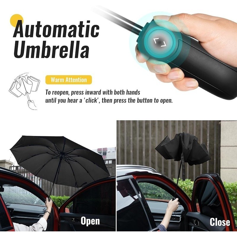 Compact Reverse Folding Umbrella Wind Resistant Automatic Travel Umbrella New