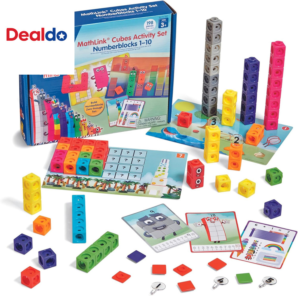 Mathlink Cubes Numberblocks 1-10 Activity Set, 30 Preschool Learning Activities,