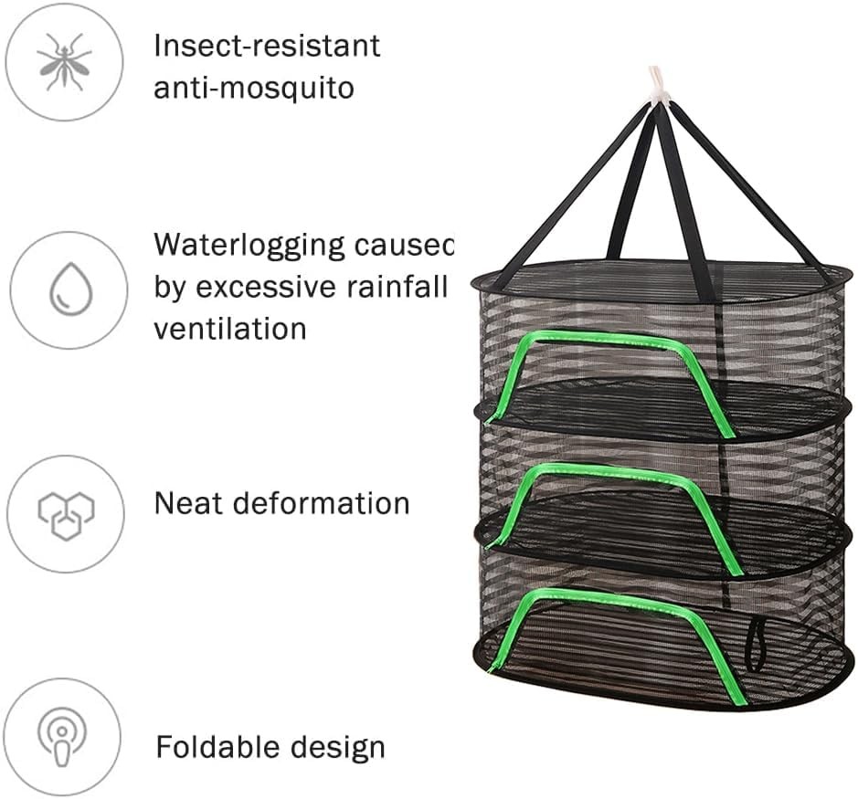 Foldable Drying Net Vegetables Fish & Dehydrated Goods Multi-Tiered Food Drying