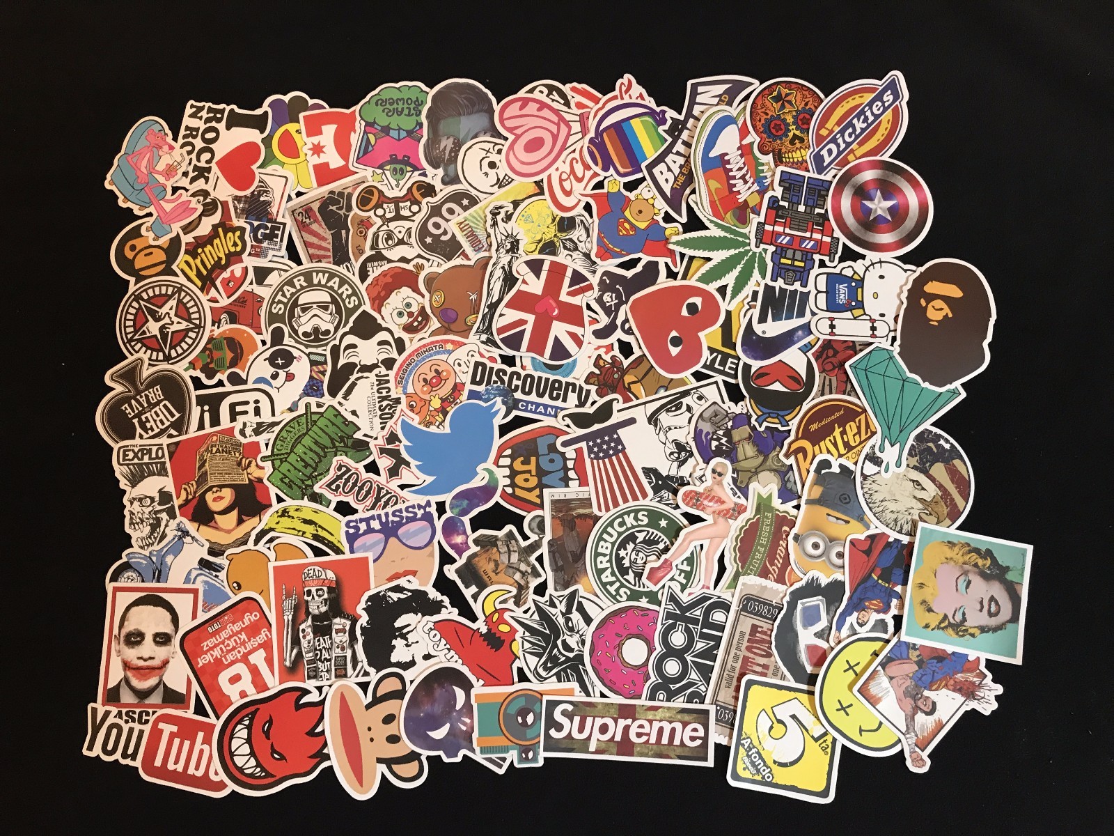100 Random Skateboard Stickers Bomb Vinyl Laptop Luggage Decals Dope Sticker Lot