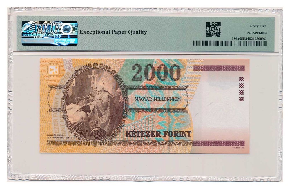 HUNGARY banknote 2000 Forint 2000 PMG MS 65 EPQ Gem Uncirculated