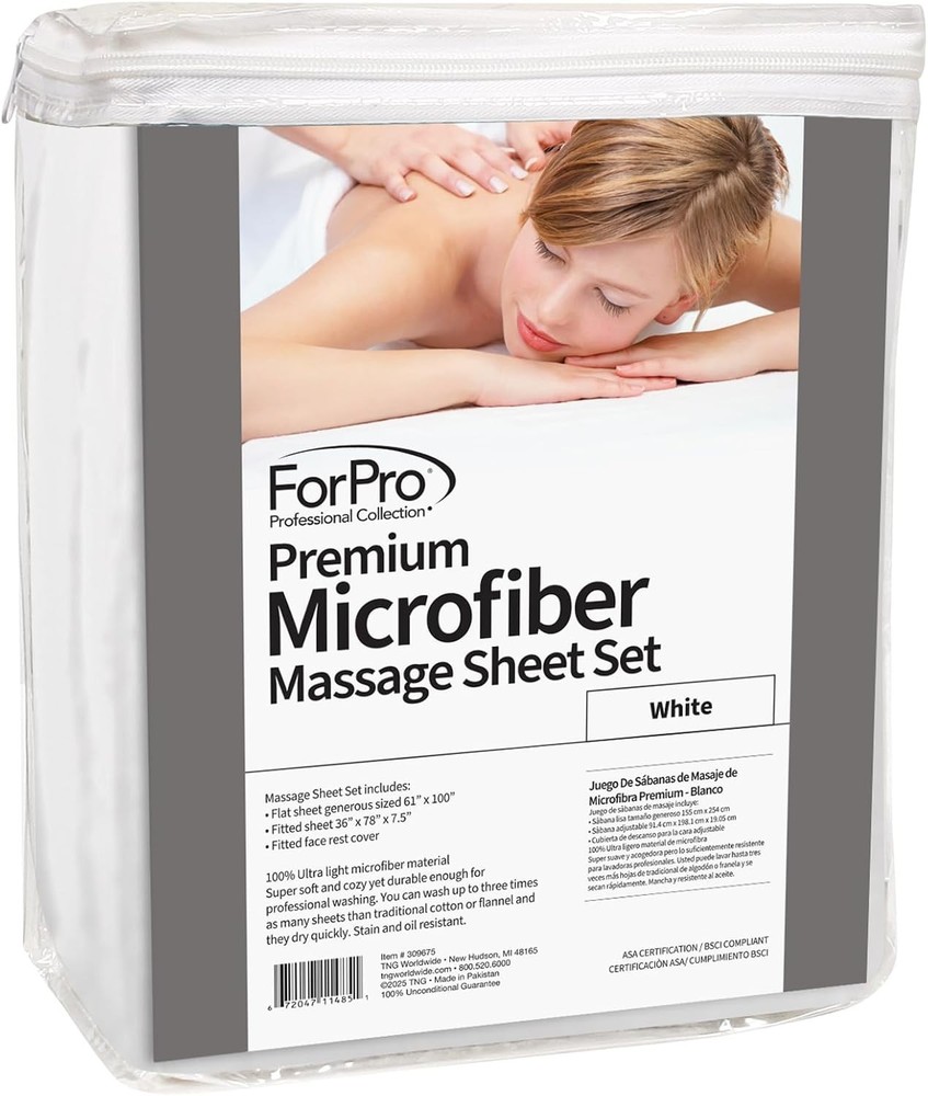 Luxurious Microfiber 3-Piece Massage Sheet Set - White, Light & Durable