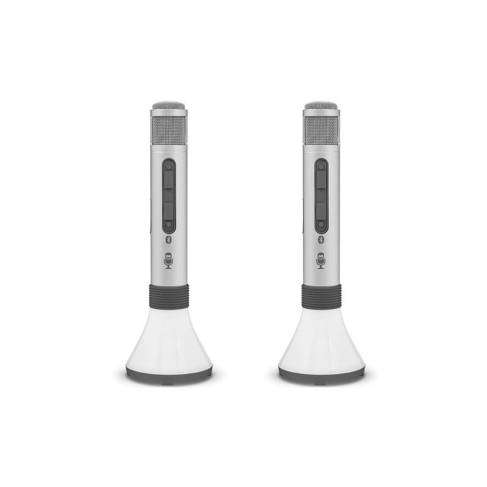 Bluetooth Karaoke Microphones Wireless Speakers Duet w/ Echo LED Lights 2pc
