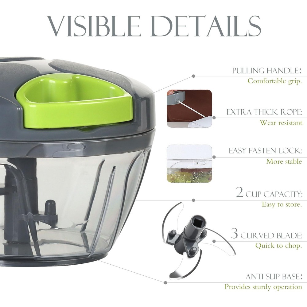 Manual Food Processor Vegetable Chopper Portable Hand Pull String Garlic Mincer