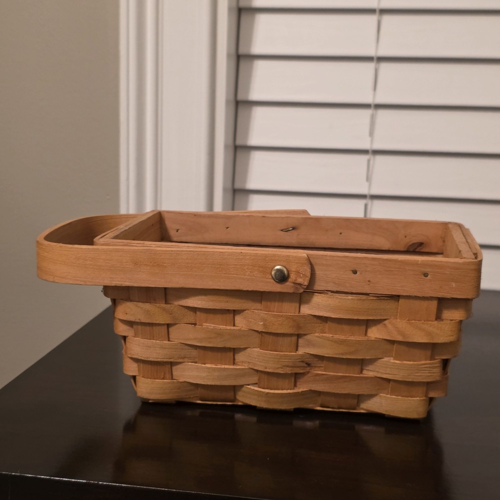 Rustic Home Decor Rectangular Handwoven 7" X 4" Medium Wood Basket With Liner