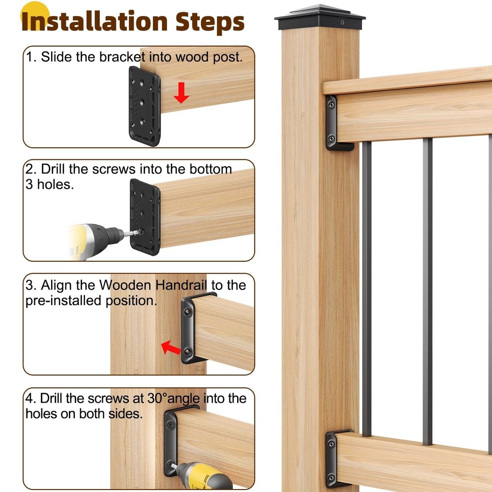 30 Durable Nylon Deck Railing Brackets for 2"x4" Wood Posts - Easy Install