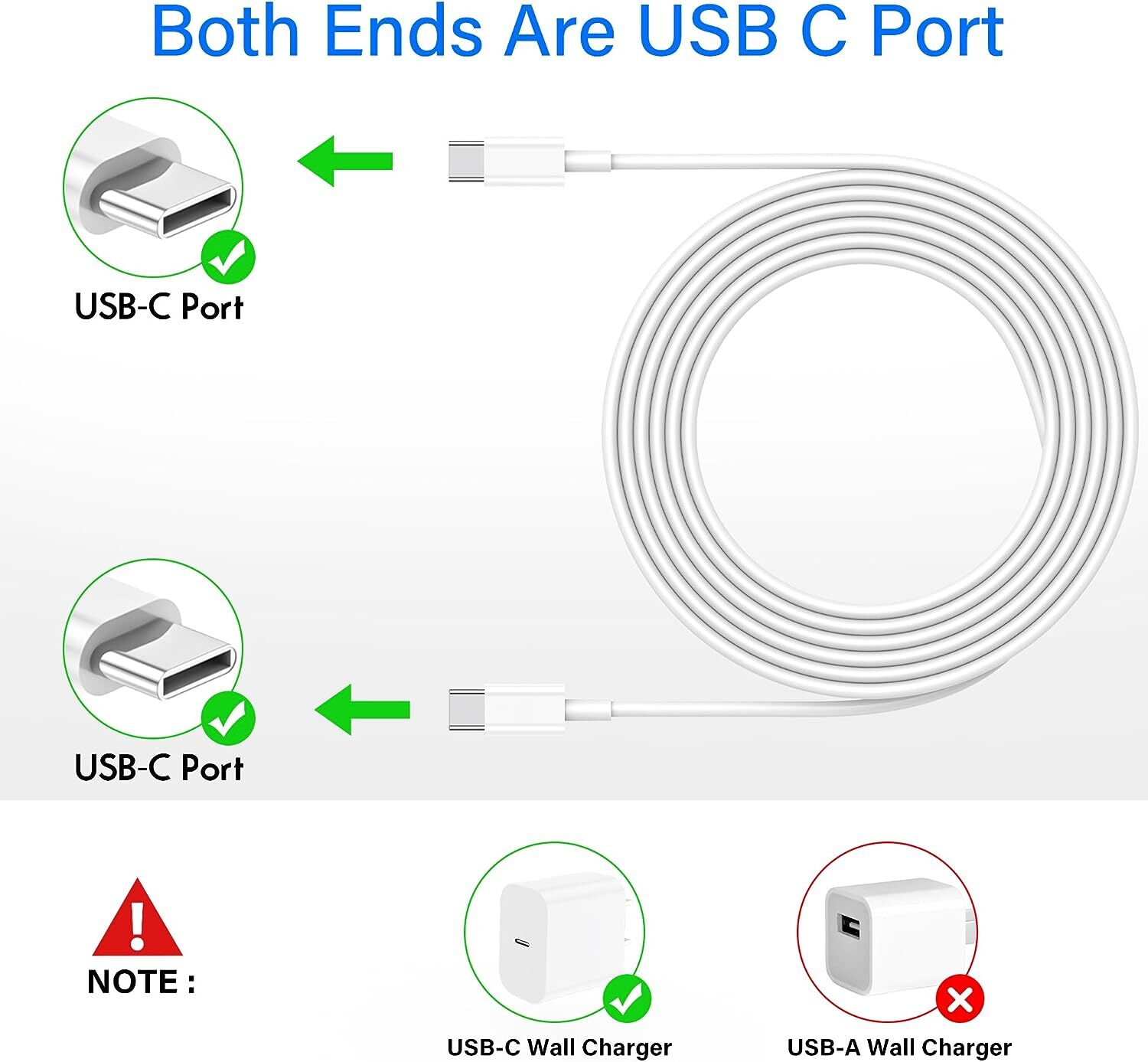 Wholesale LOT USB-C to USB-C Fast Charging Cable Type C Quick Data SYNC Cable