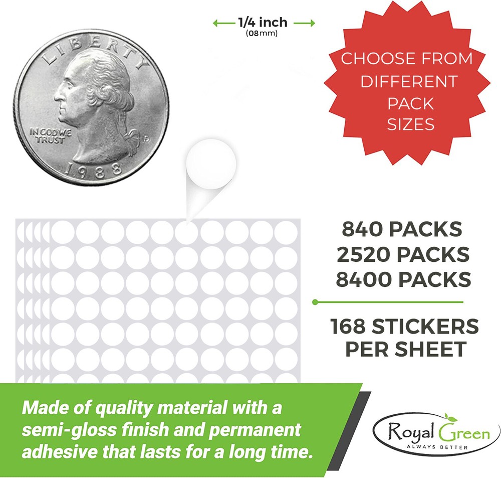 Dot Stickers Approximately 1/4 Inch 8mm Circular Small Round Color Coding Labels