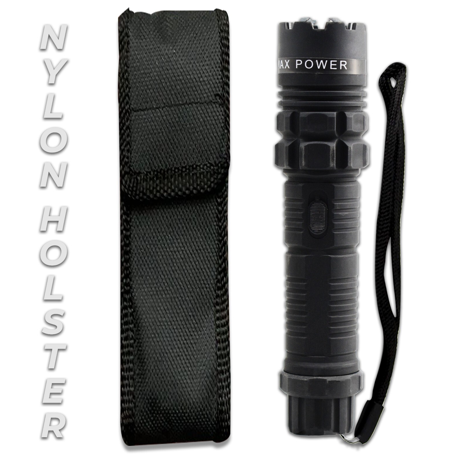 High Voltage Stun Gun for Self Defense with Led Flashlight Maximum Power Black