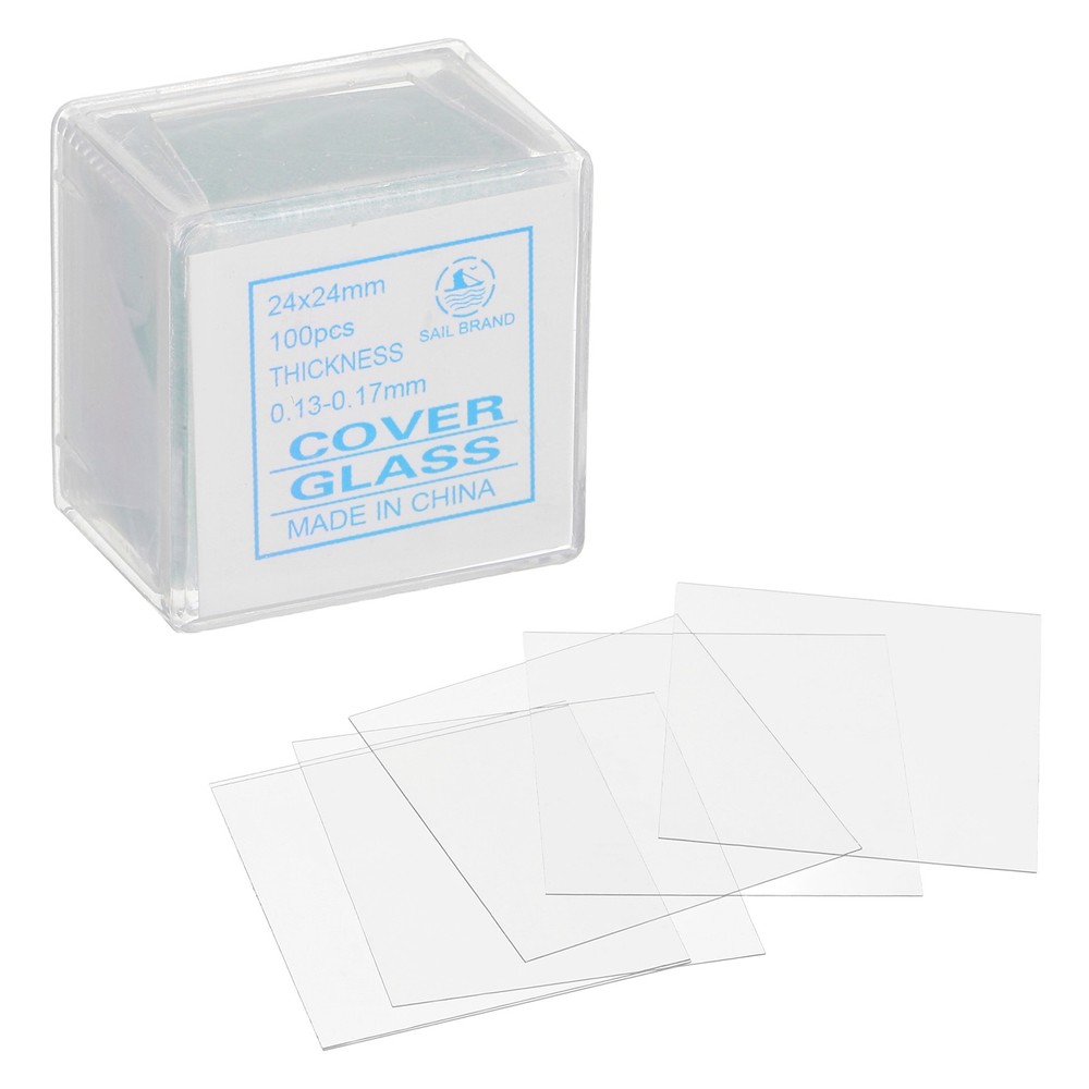 100pcs Cover Slips for Microscope Slides, 24x24mm Microscope Cover Square