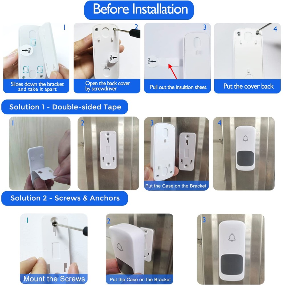 Wireless Doorbell, Remote Door Bell Ringer Wireless Long Range 1300FT with Fa...