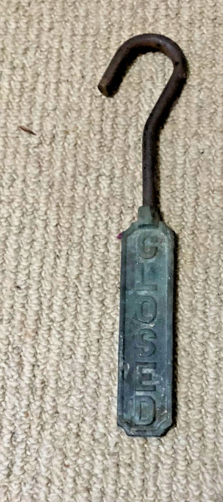 Vintage 10” Fireplace Open Closed Damper Pull Hook Double Sided