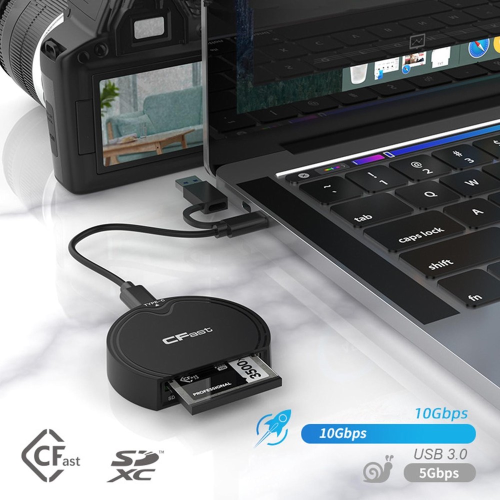 CFast 2.0/SD Memory Card Adapter USB3.2 Gen2 High Speed Card Reader 10Gbps