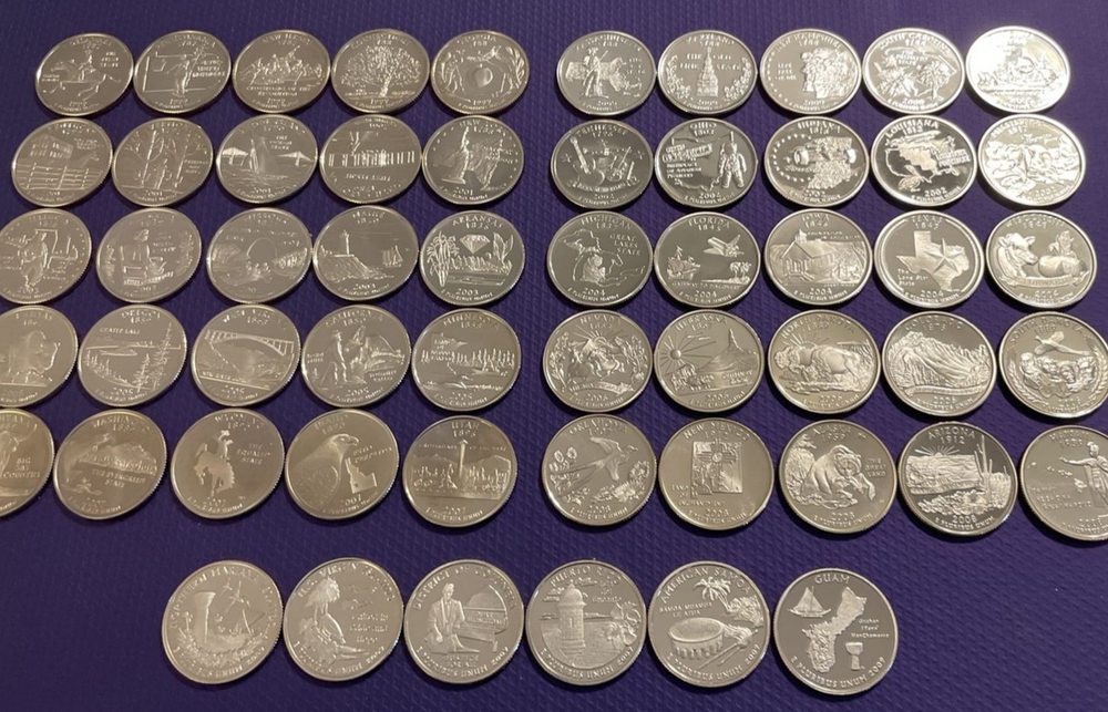 1999-2009 S -40 Different Proof State Quarters Clad Roll some toning Read below