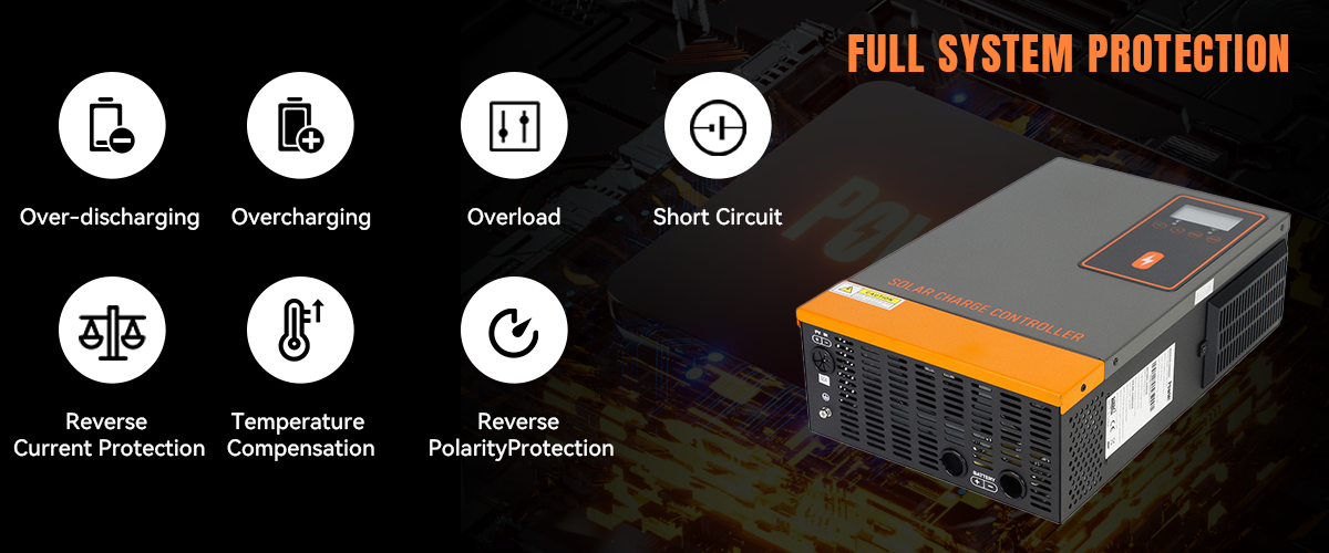 POWMR 48V 140A MPPT Solar Charge Controller PV Max500V Lithium Battery Regulator