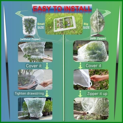 Fruit Tree Netting with Drawstring, 4 Pack 2.6x3.3 FT - 2.6x3.3 FT/4 Pack 1