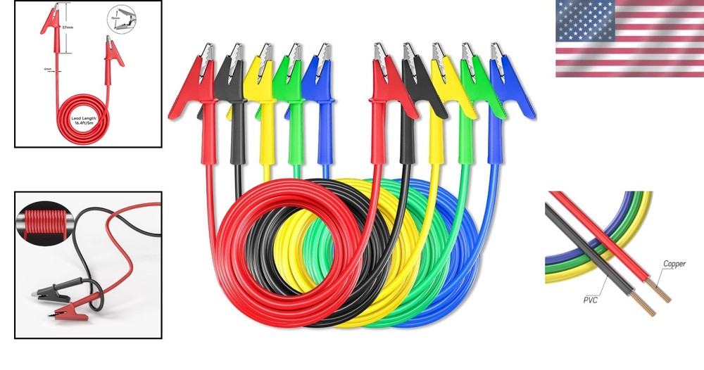 Flexible Copper Cable - 5PCS Alligator Clips Leads