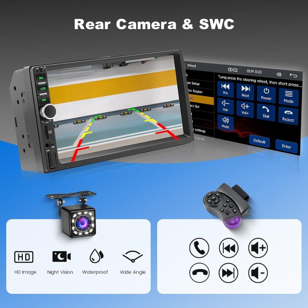 Double Din Apple Carplay Android Auto 7" Car Stereo Radio Bluetooth Touch Screen