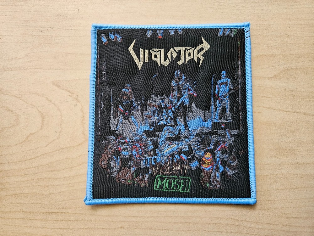 VIOLATOR, VIOLENT MOSH, SEW ON BLUE BORDER WOVEN PATCH