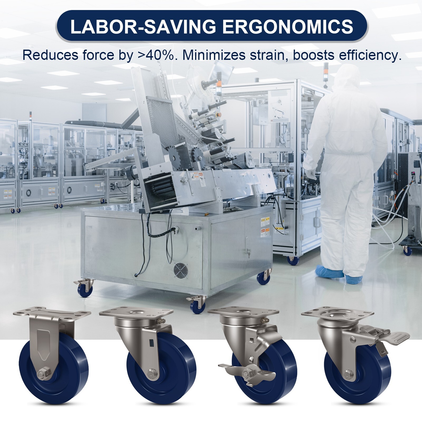 4" Stainless Steel Casters，Heavy Duty Industrial Casters， Load Capacity 1800 lbs