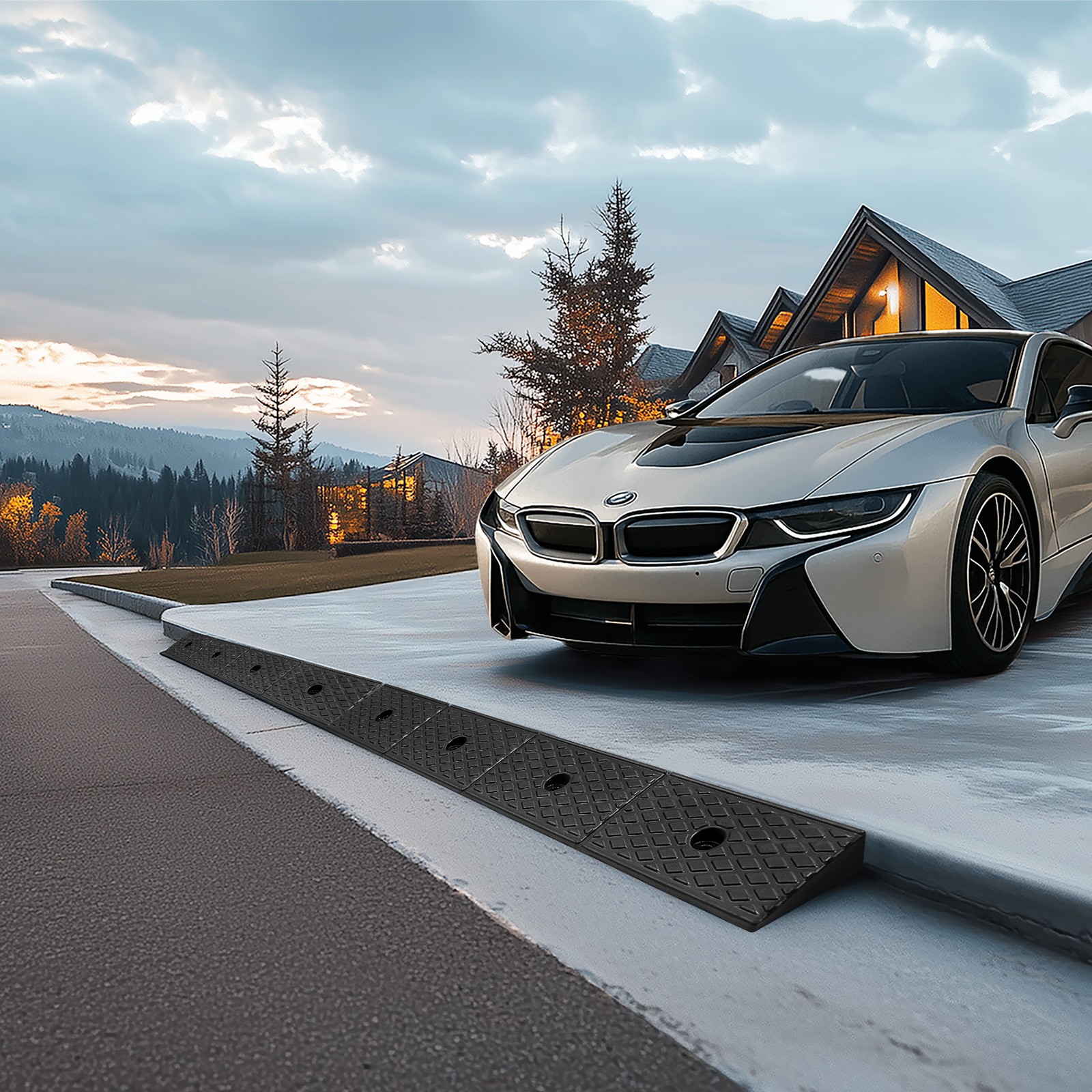 VEVOR 2 Pcs Driveway Rubber Curb Ramp 33069 lbs 2 inch Rise Threshold Ramp