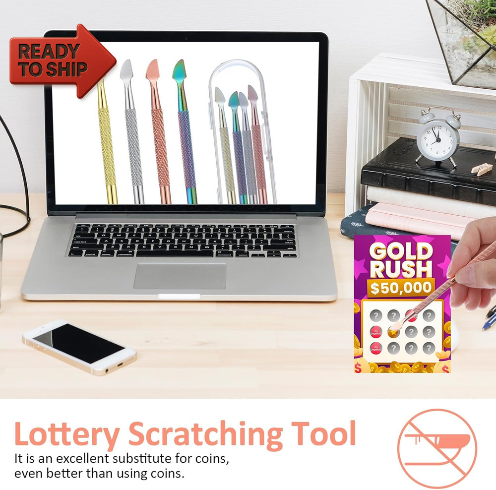 4PCS Lottery Ticket Scratcher Tool, Multi-Color Metal Scratch off Tool, Durable