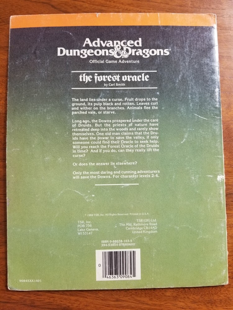 AD&D The Forest Oracle N2 Module Complete - AD&D 1st Edition TSR 9084