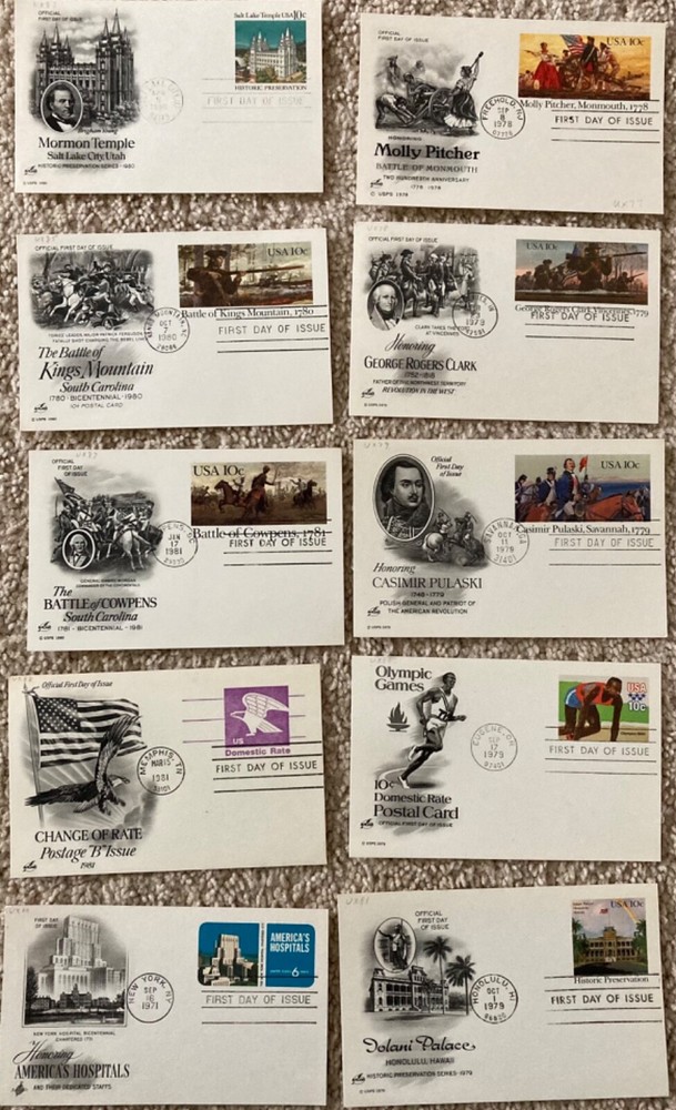 Assorted Ten First Day of Issue Postcards