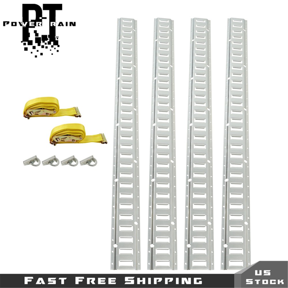 12PCS E Track Tie-Down Rail Kit Trucks Vans Garages Trailer Tie Down System