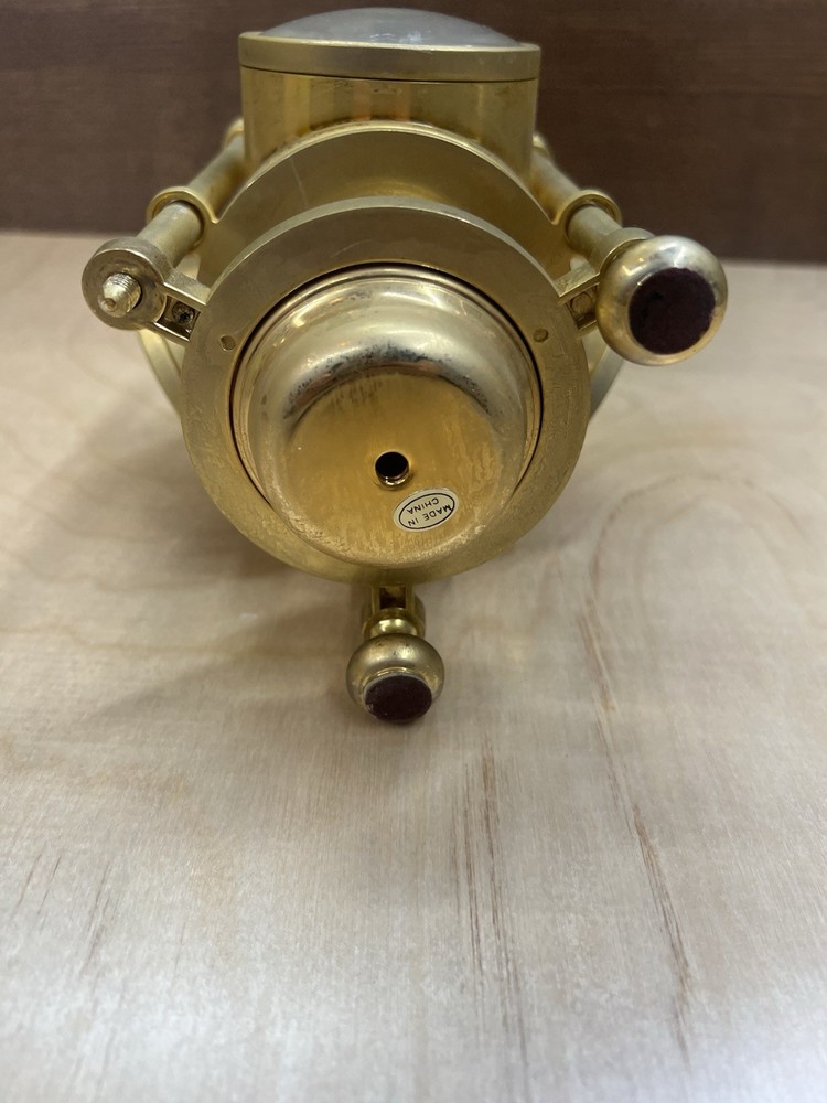 NAUTICAL 3-SIDED BRASS - CLOCK, BAROMETER, THERMOMETER & COMPASS Untested READ