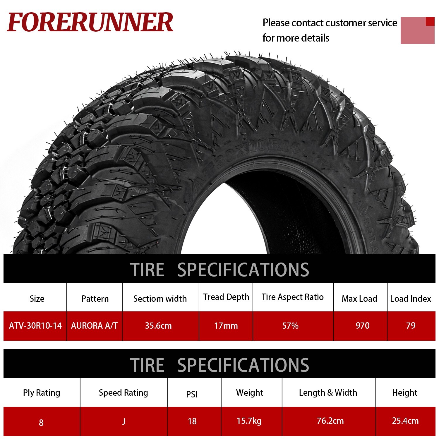 Set 4 8PR ATV Tires 30x10R-14 Radial UTV Tires 30x10x14 All Terrain Heavy Duty