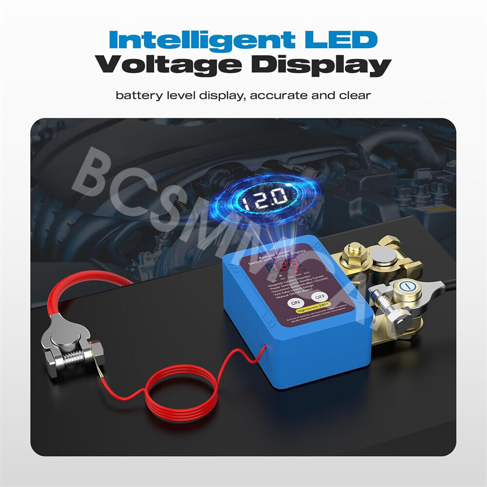 Car Battery Disconnect Switch Wireless Remote Control Power Automatic Cut Off