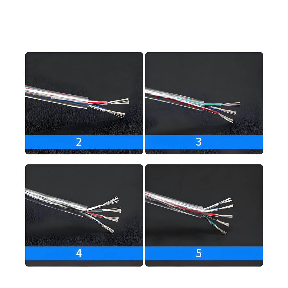 2-5 Core Transparent Flexible Cable 16-28 AWG Stranded Electrical Flex Wire LED