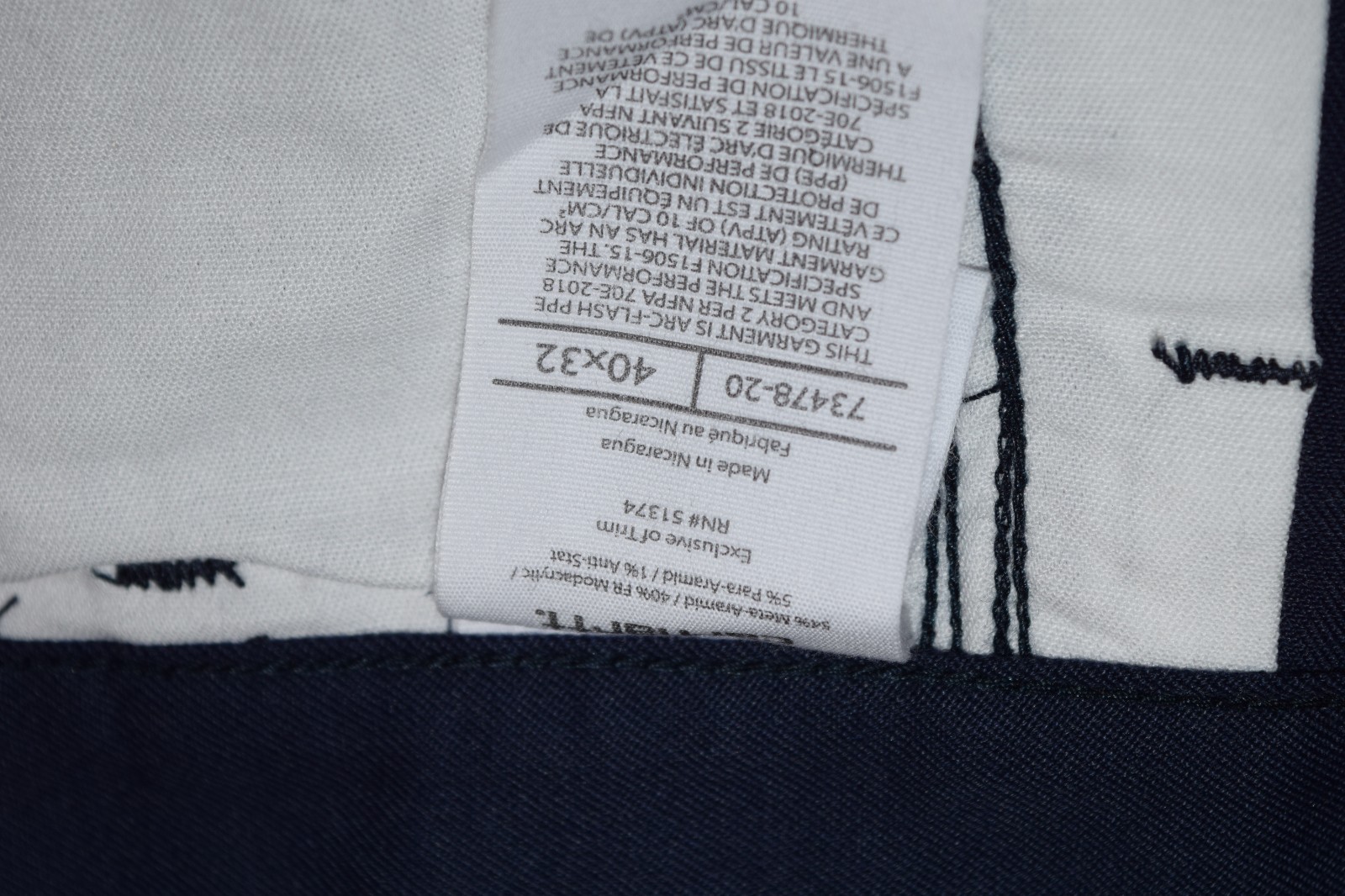 CARHARTT FR FLAME RESISTANT CAT 2 NAVY DUNGAREE WORK PANTS 73478-20, 38, 40