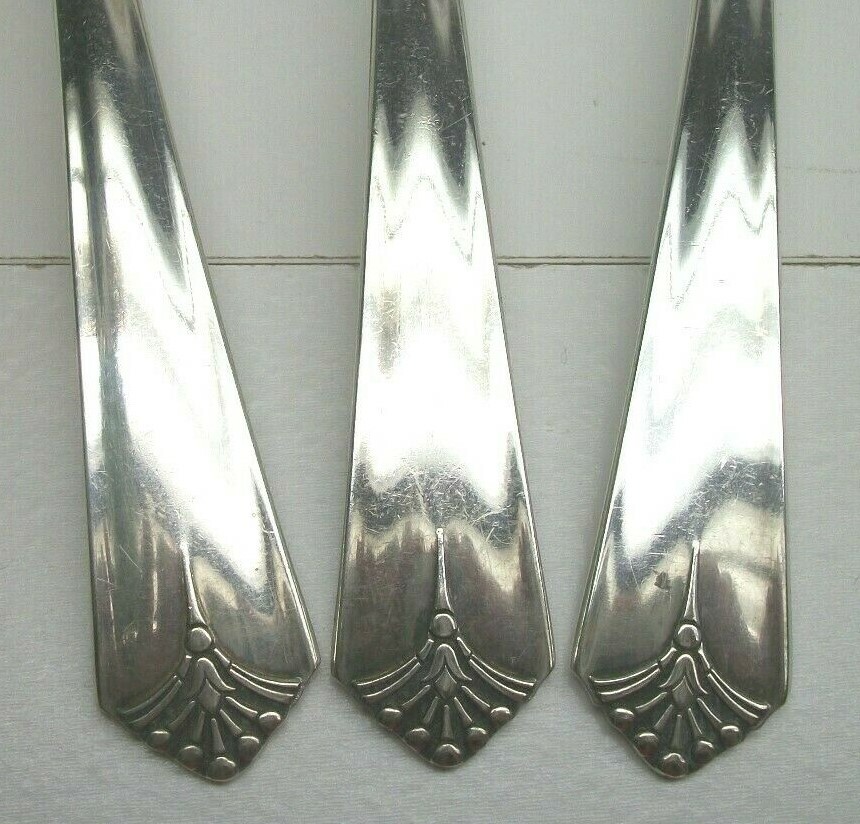 3 Oneida S. & G.H. Rogers COURTNEY Silverplate Solid Serving Spoons 1935
