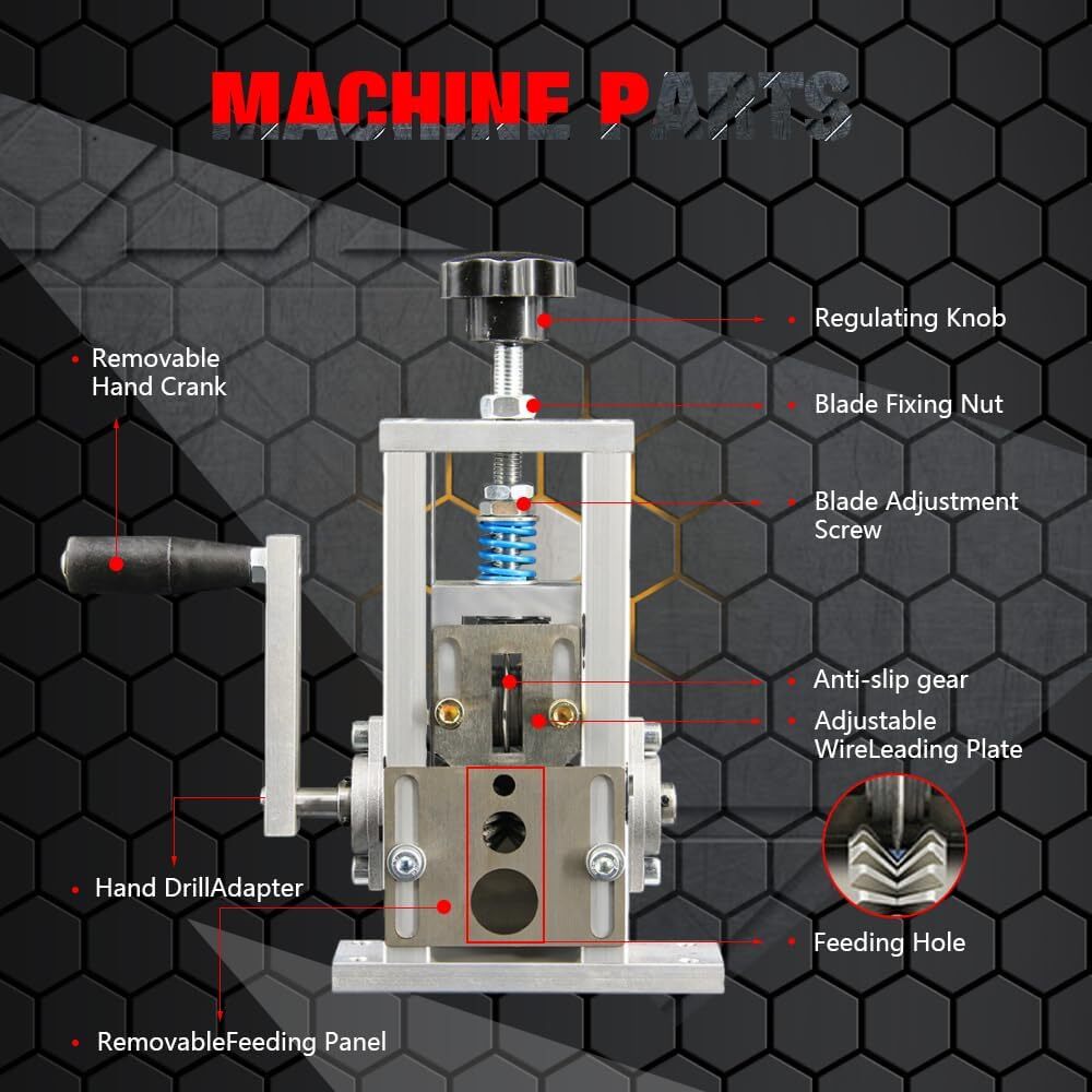 Manual Wire Stripping Machine for 0.04"-0.79" Copper Cable Stripper With Spring