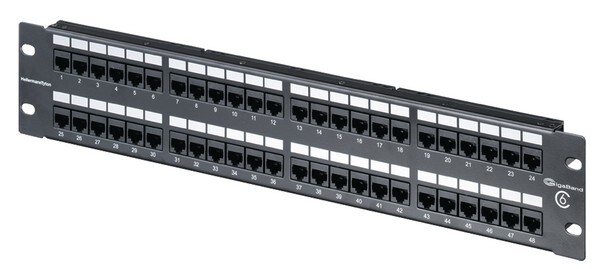 Hellermann Tyton PP110C648 Category 6 Universal 48 Port Patch Panel, 2U, Black