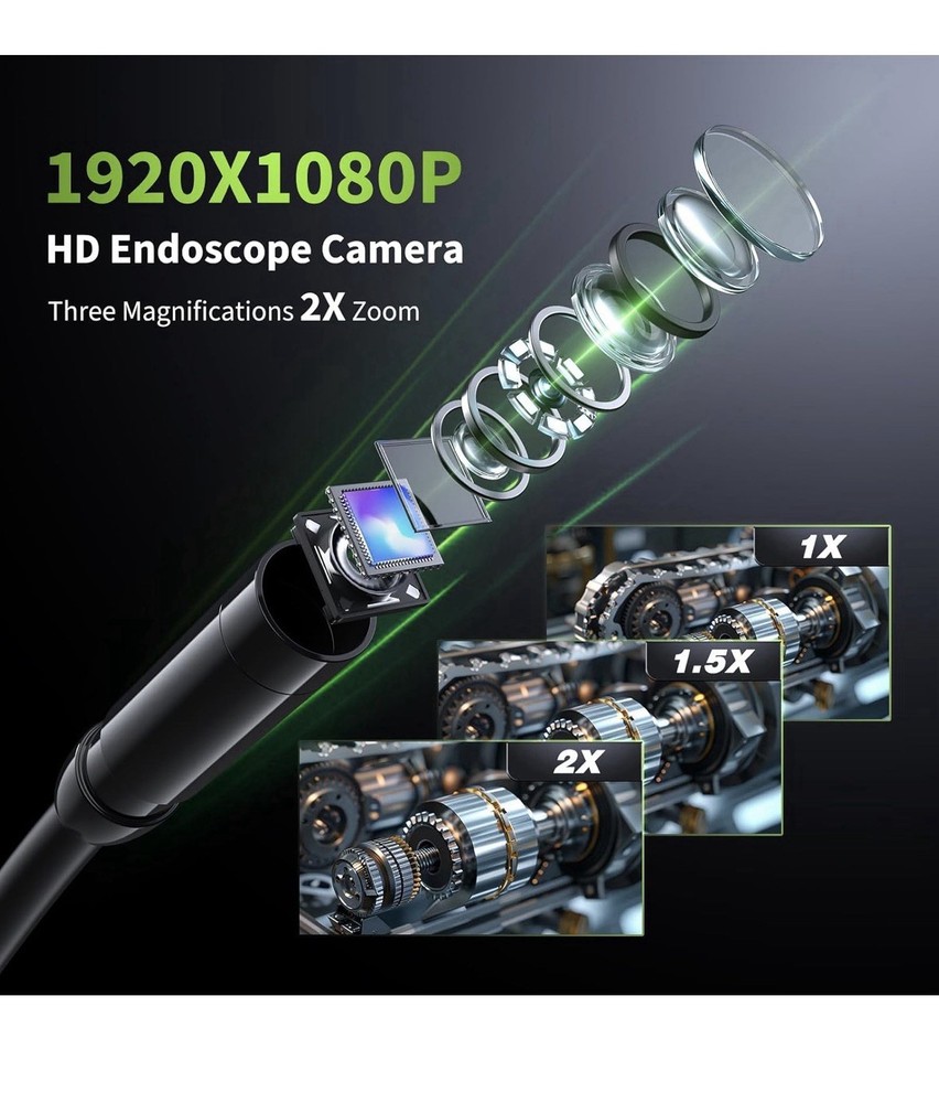 Endoscope Camera with Light, Borescope Camera with 4.3" IPS IP67 Screen Black