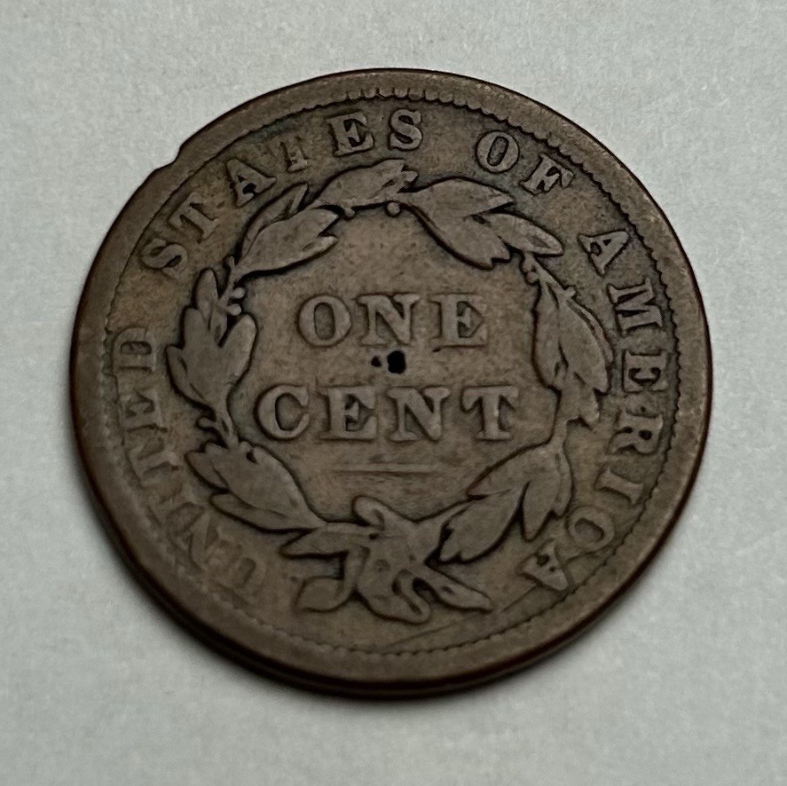 1838 LARGE CENT CORONET HEAD GOOD+