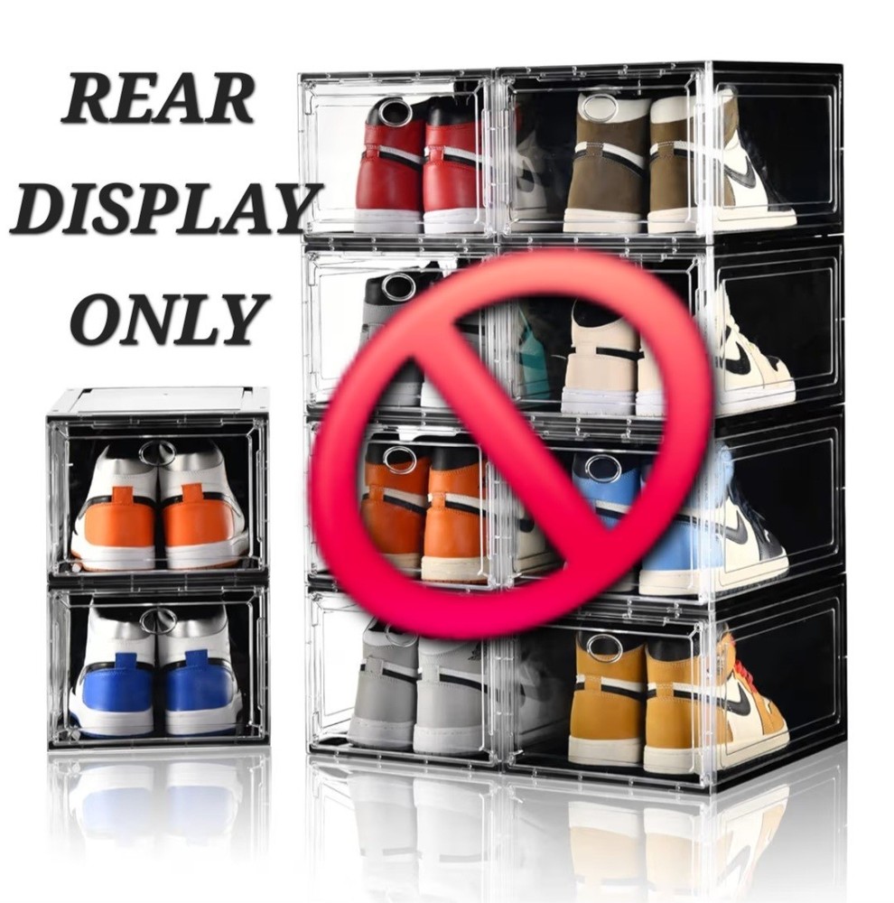 Clear 360° Stackable Shoe Display Case – Side Door Access, Up to Size 13.5 2Pack