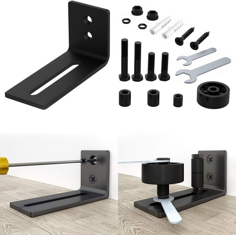 Sliding Barn Door Floor Guide Wall Mounted Hardware for Flush Bottom Adjustable