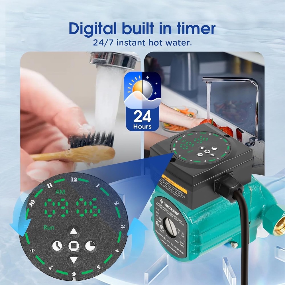 Instant Hot Water Circulating Pump with Built-in Digital Timer and Adjustable