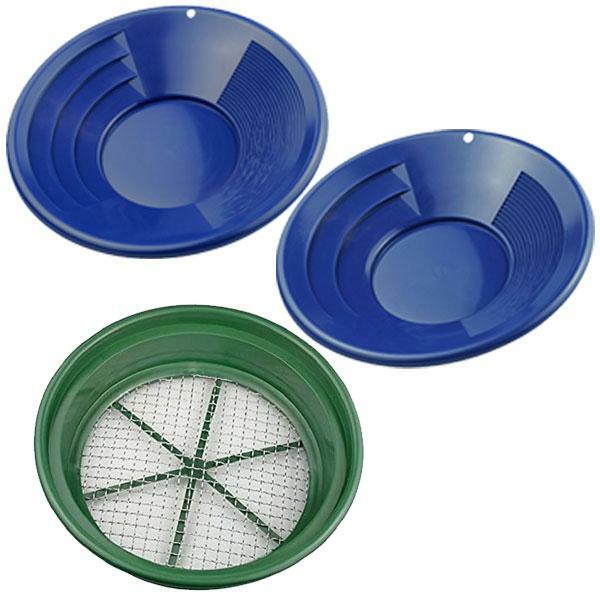 JP12 Blue 1/2"  Large Gold Classifier Screen & Gold Pan Panning Kit